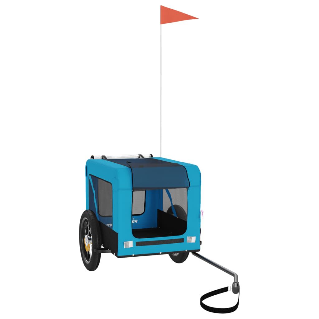 vidaXL Remolque de bicicleta para perros hierro tela Oxford azul negro, , large Imagen numero 10
