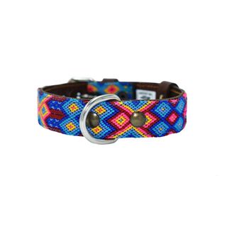 Loyal Collar de Piel Artesanal Azul y Rosa para perros 