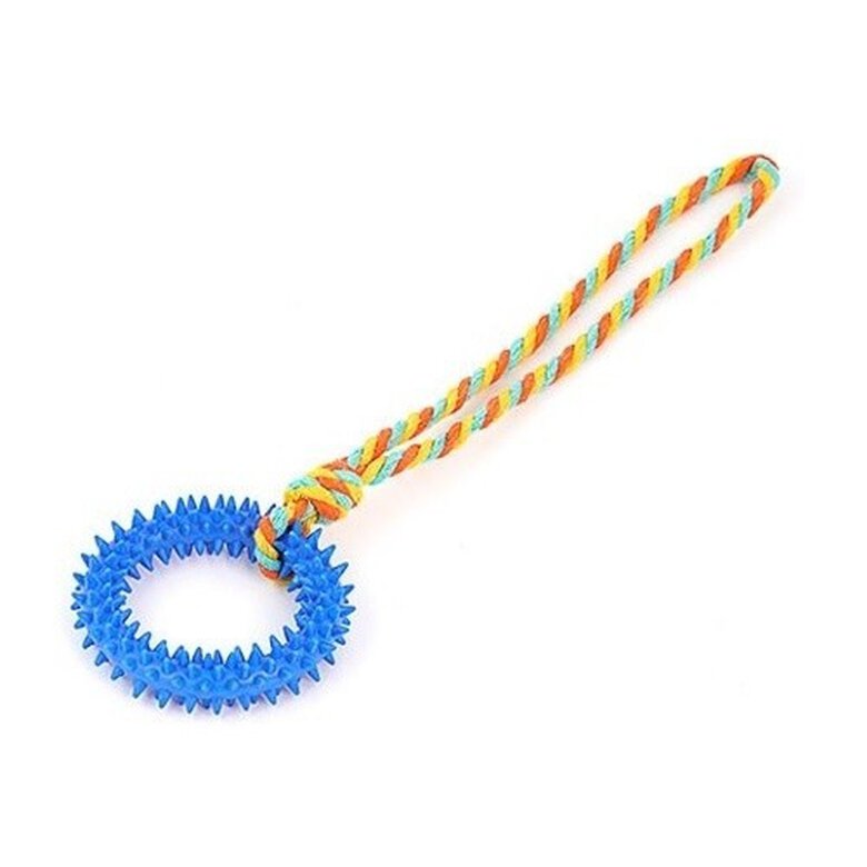 DZL juguete dentición interactivo con cuerdas de algodón azul para perros, , large image number null