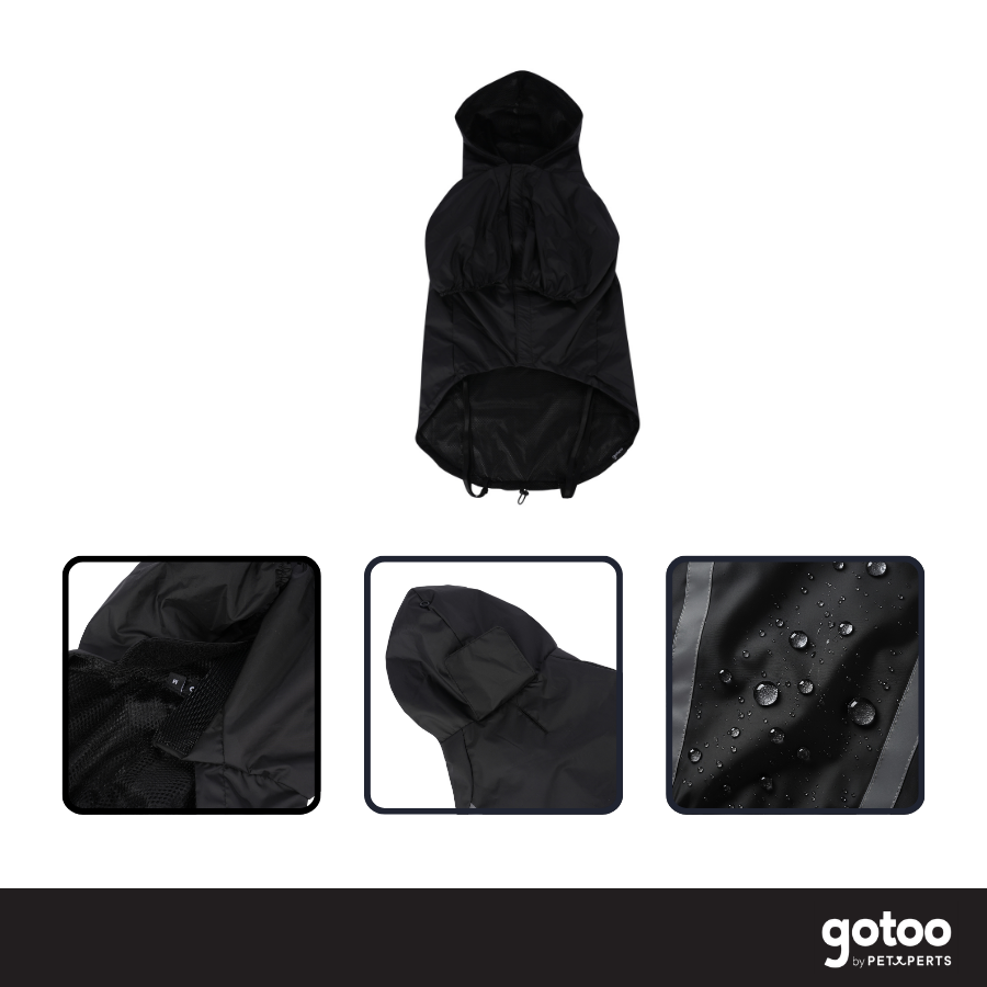Gotoo Abrigo Impermeable Reflectante Negro para perros, , large Imagen numero 3