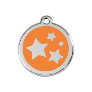 Red Dingo Placa identificativa Acero Inoxidable Esmalte Estrella Naranja para perros