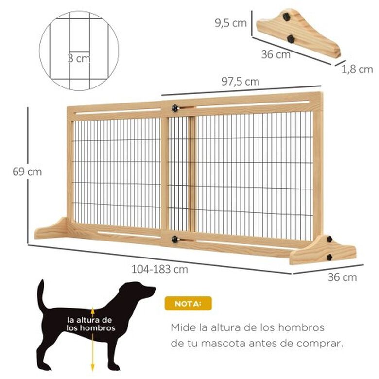 PawHut barrera de seguridad extensible de madera para perros thumbnail
