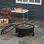 Outsunny Brasero Exterior &Oslash;76x49,5 cm 2 EN 1 Profundidad del Cuenco 18 cm con Rejilla de Cocina Parrilla para Barbacoa Calefacci&oacute;n Tapa de Malla Atizador de Fuego para Patio Jard&iacute;n Negro, , large indicador imagen numero 2
