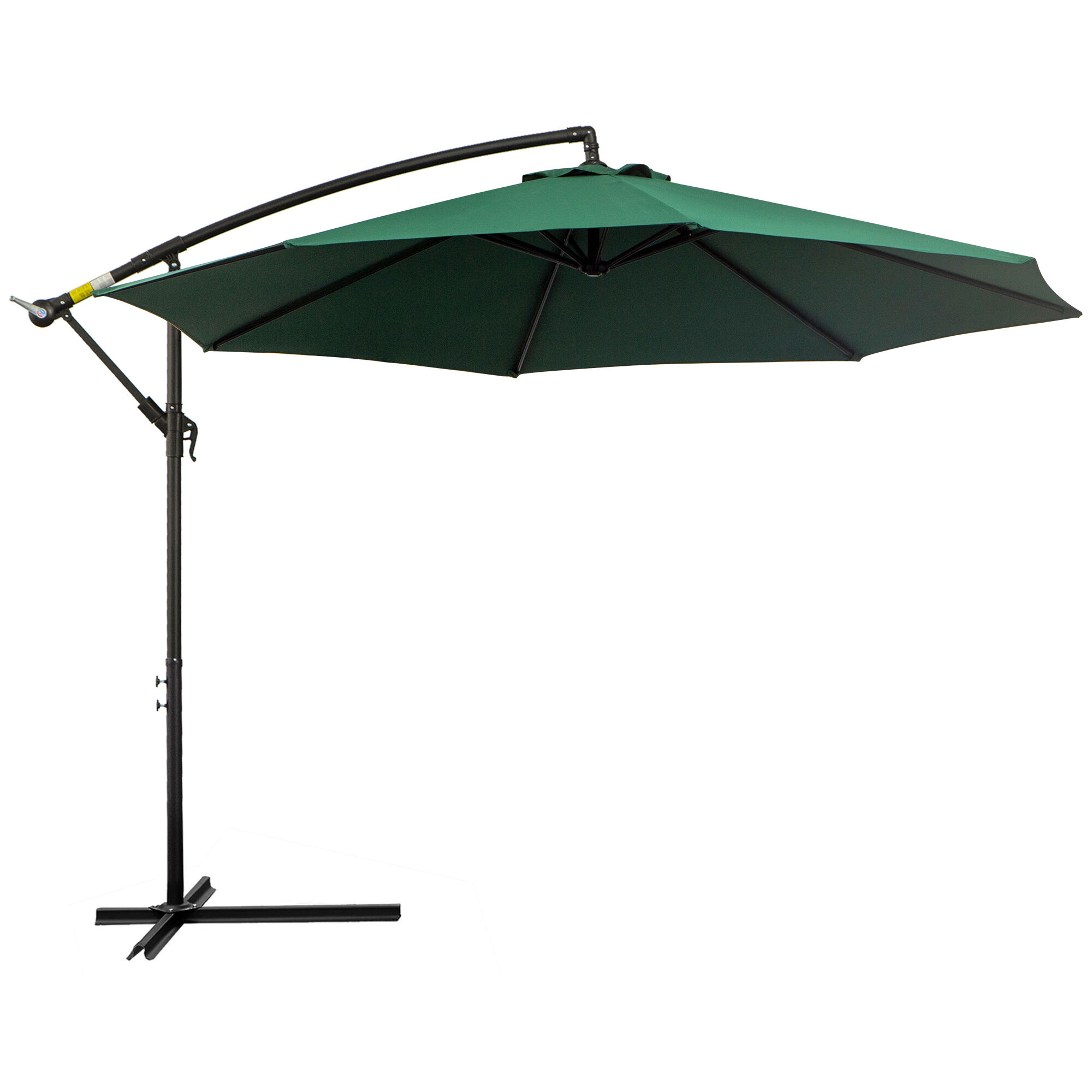Outsunny Sombrilla de Jard&iacute;n &Oslash;300x250 cm Parasol Exc&eacute;ntrico Inclinable con Manivela Base Cruzada y Soporte de Acero Protecci&oacute;n Solar para Terraza Exterior Verde, , large Imagen numero 1