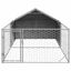 vidaXL Caseta perros exterior con corral 4x3x1,9 m acero galvanizado, , large indicador imagen numero 48