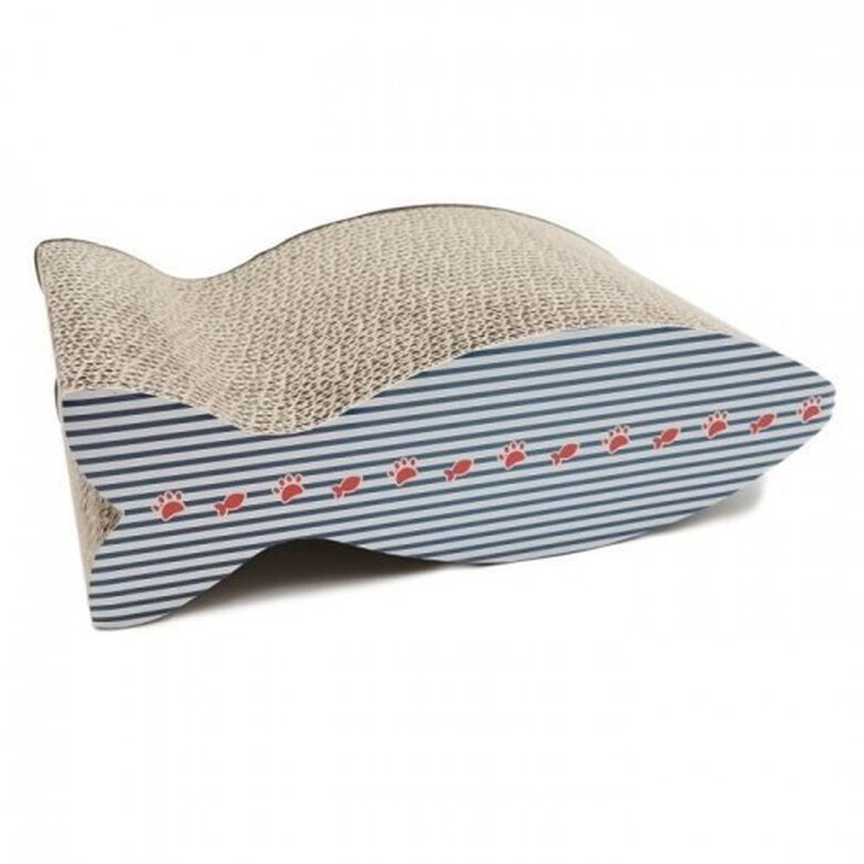 AIME rascador alfombra de cartón con forma de pescado azul para gatos, , large image number null