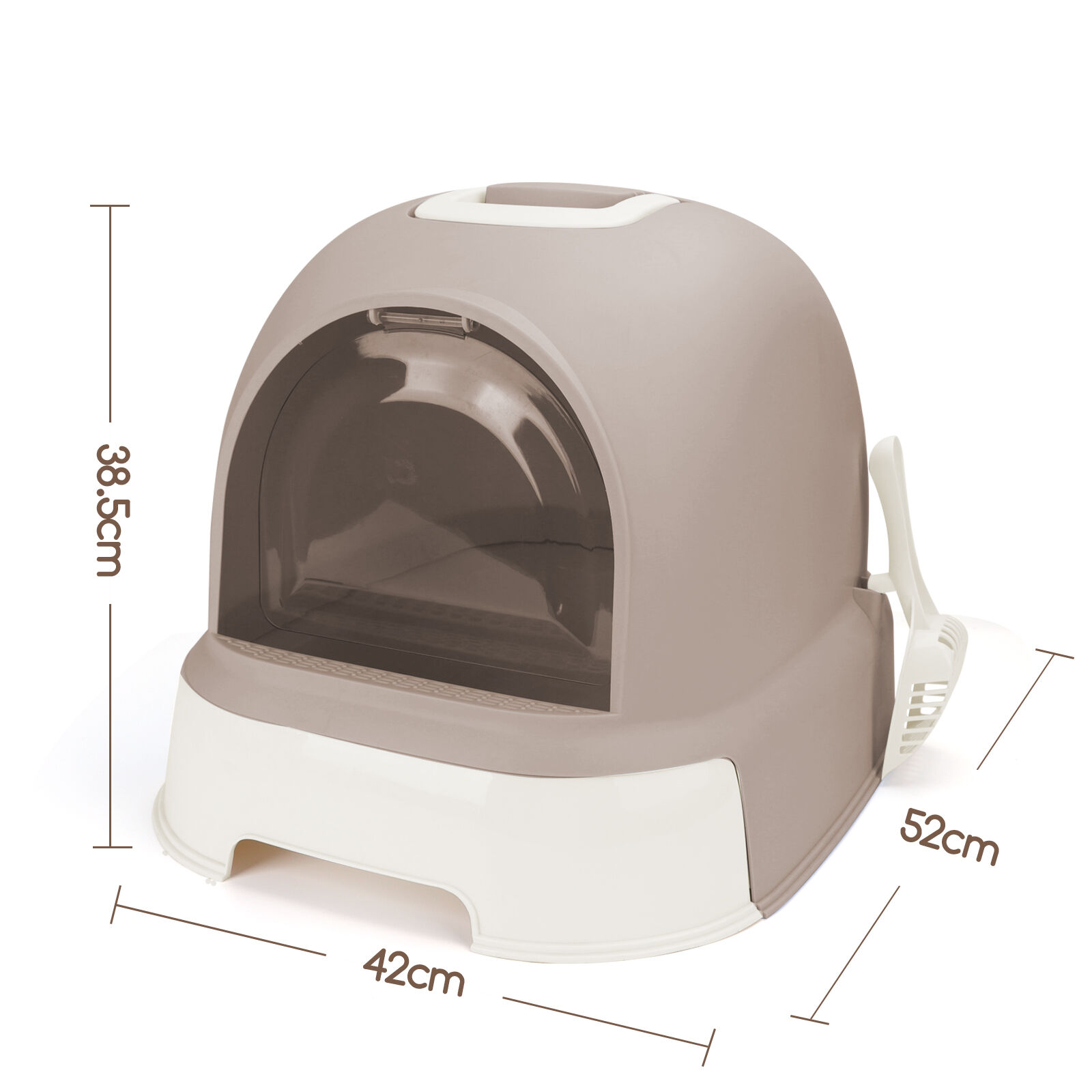 Nobleza - Cajas de Arena para Gatos, Arenero Gatos Cubierto con Cajon, Arenero para Gatos Grande Cerrado, Caja de Arena Cagadero Gato sin Olores con Pala, L52*W42*H38.5CM, Marr&oacute;n, , large Imagen numero 2