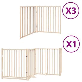 vidaXL Puerta para Perros Plegable Paneles Puerta de Seguridad Madera de Álamo