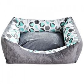 PETplus Cama reversible con estampado de hexágonos para perros