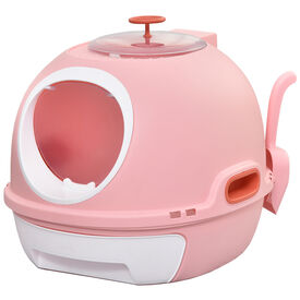 PawHut caja de arena para gatos abatible bandeja extraíble y pala rosa para gato