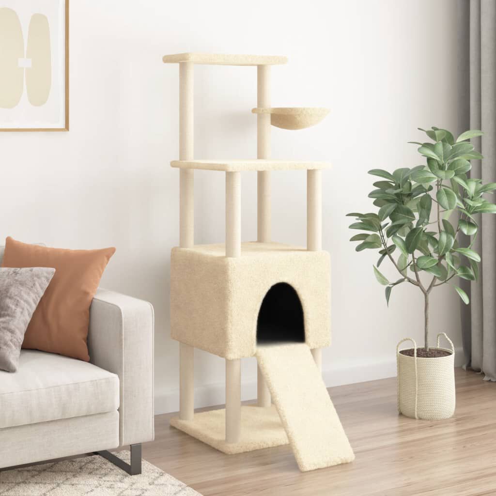 vidaXL Rascador para gatos con postes de sisal crema 153 cm, , large Imagen numero 2
