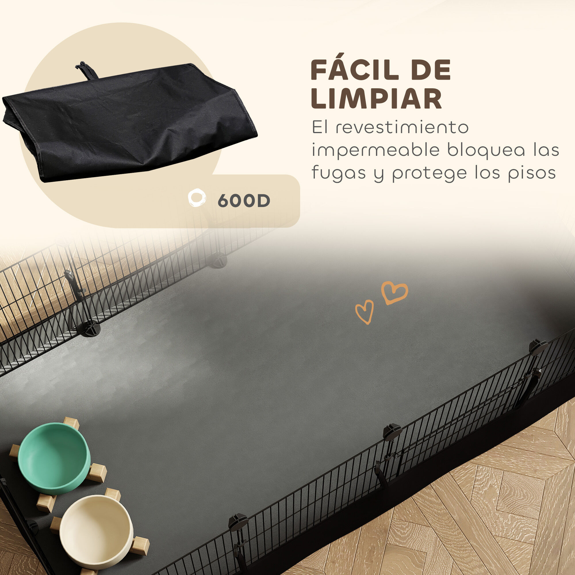 PawHut Jaula Animales Peque&ntilde;os Negro, , large Imagen numero 4