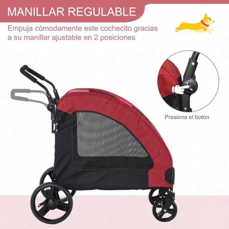 Pawhut cochecito plegable con 4 ventanas rojo para mascotas, , large image number null