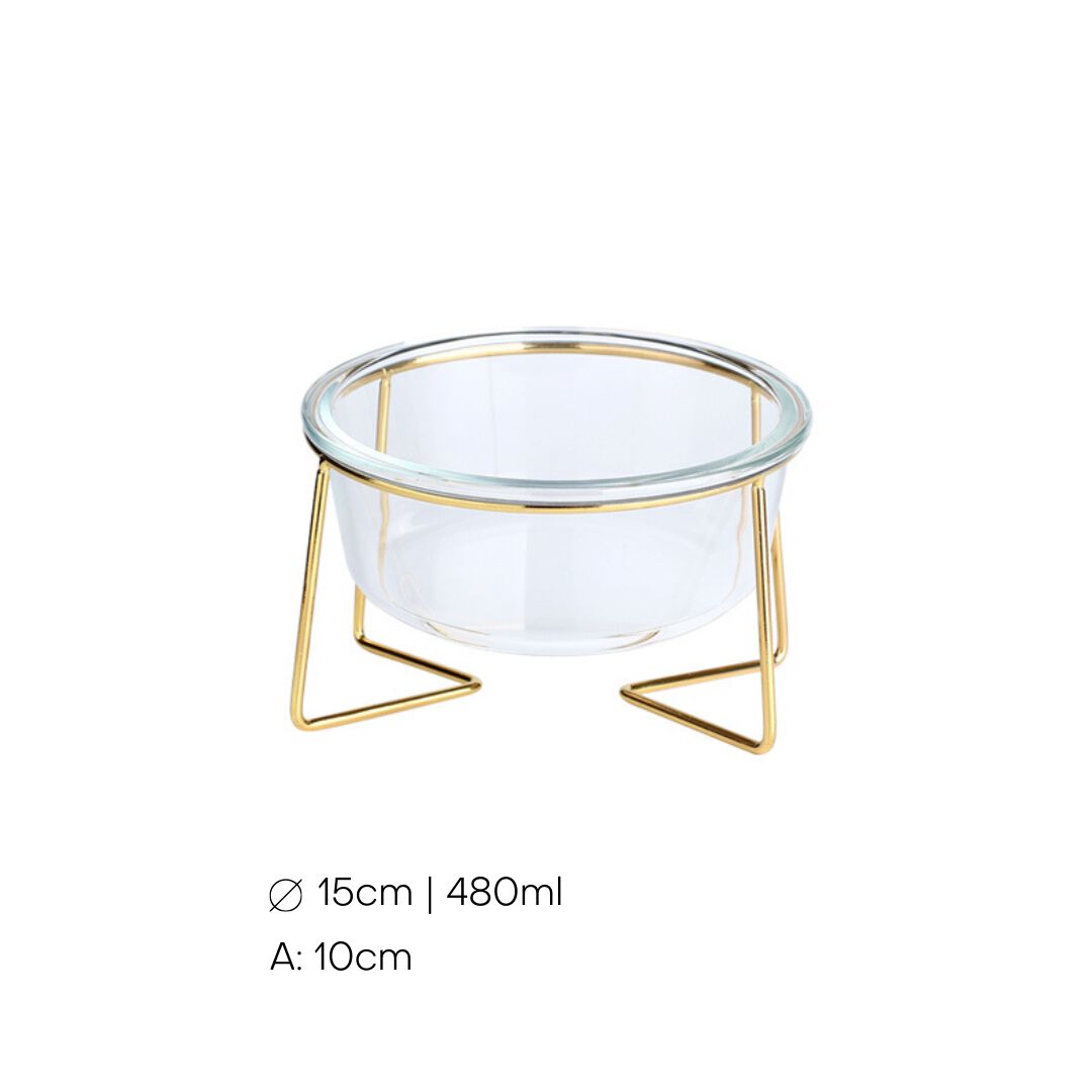 Taz&oacute;n de Vidrio Transparente con Soporte Dorado | Inclinado | 480ml, , large Imagen numero 2