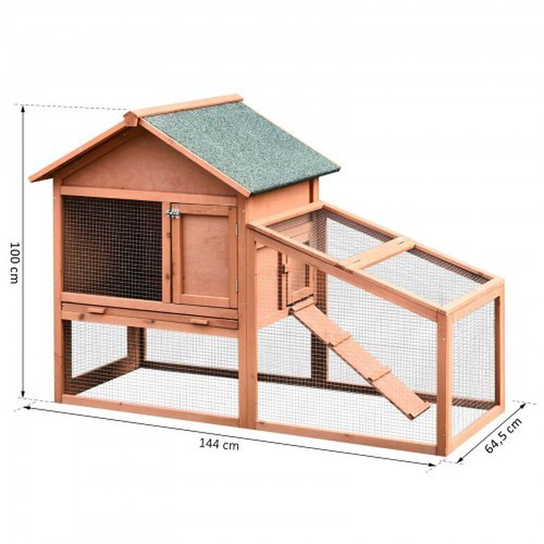 Casa para conejos PawHut de madera y tela asfáltica color Marrón thumbnail