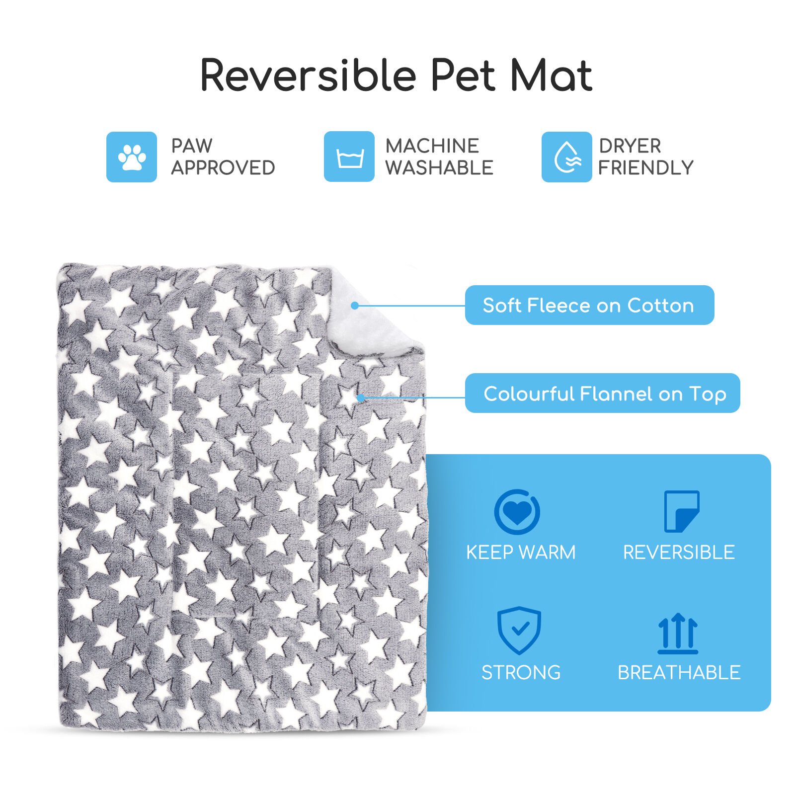 Nobleza Colchonetas para perros de franela, colchoneta de cama para mascotas reversible (c&aacute;lido y fr&iacute;o), colchoneta para dormir para mascotas adecuada para perros grandes y peque&ntilde;os,, , large Imagen numero 2