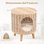 COSTWAY Casa para Gatos con Cojín Desmontable, Ratán Transpirable, Patas de Madera de Caucho Antideslizantes, Multifuncional como Recinto para Caja de Arena y Reposapiés, Ideal para Interior, , large indicador imagen numero 3