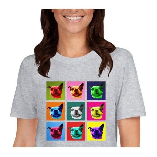 Mascochula camiseta mujer warhol personalizada con tu mascota gris thumbnail