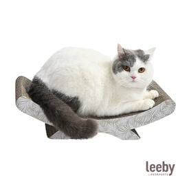Leeby Remy Rocker rascador de cartón horizontal con estampado de hojas para gatos
