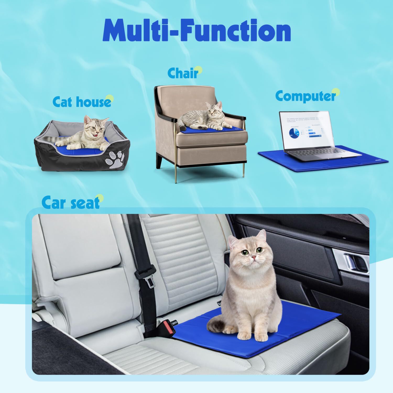 Nobleza Alfombra Refrescante para Gatos &ndash; Gel Auto-refrigerante No T&oacute;xico, Activado por Presi&oacute;n, 40x50 cm, Azul, , large Imagen numero 5