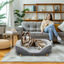 PawHut Sofá para Perros Medianos y Grandes Sofá para Mascotas con Parte Superior Desmontable Funda Lavable y Patas de Madera Carga 25 kg 90x78x25 cm Gris, , large indicador imagen numero 2