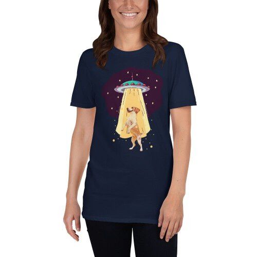 Mascochula camiseta mujer abduction personalizada con tu mascota azul marino thumbnail