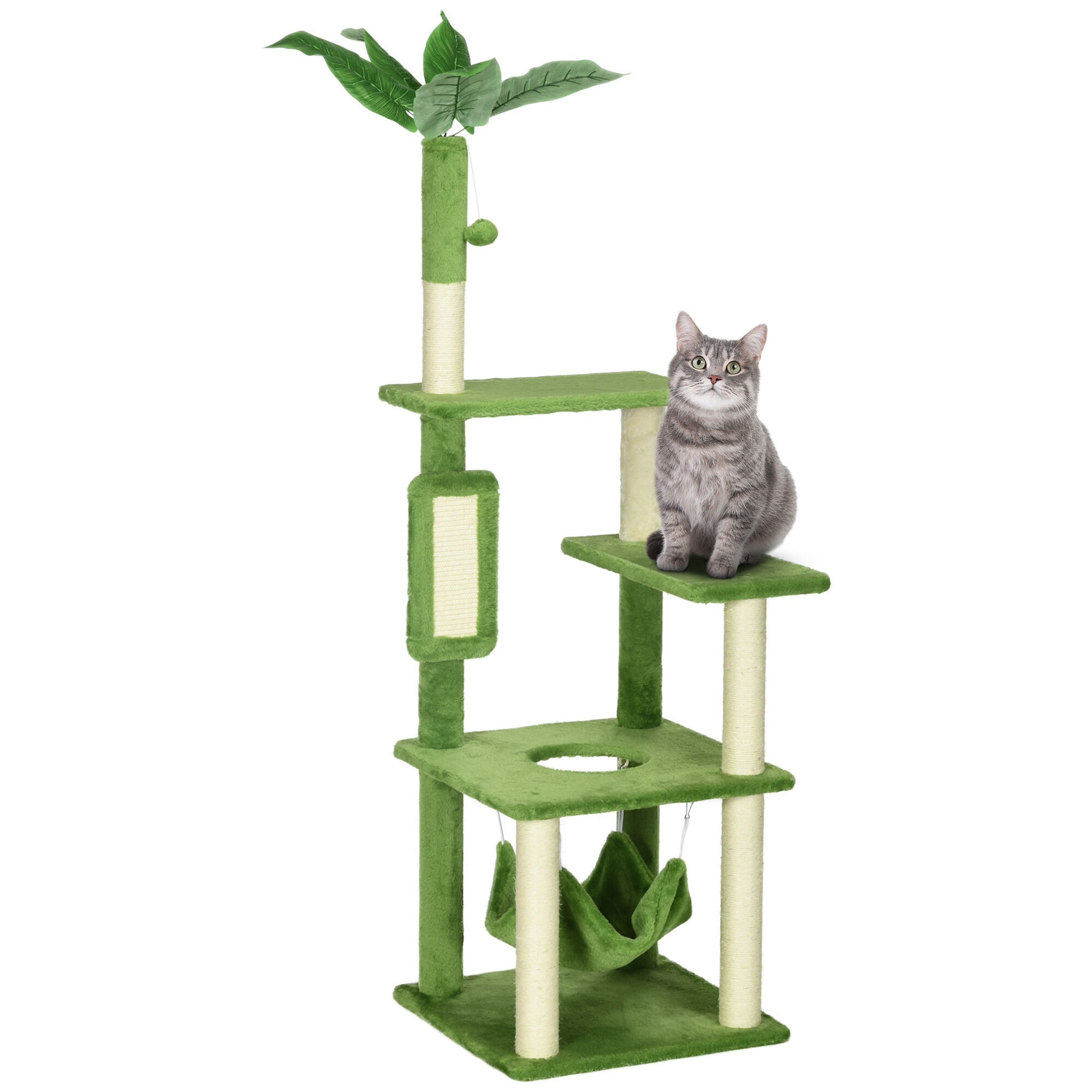 PawHut Árbol Rascador con Torre y Postes de Sisal para gatos grandes thumbnail