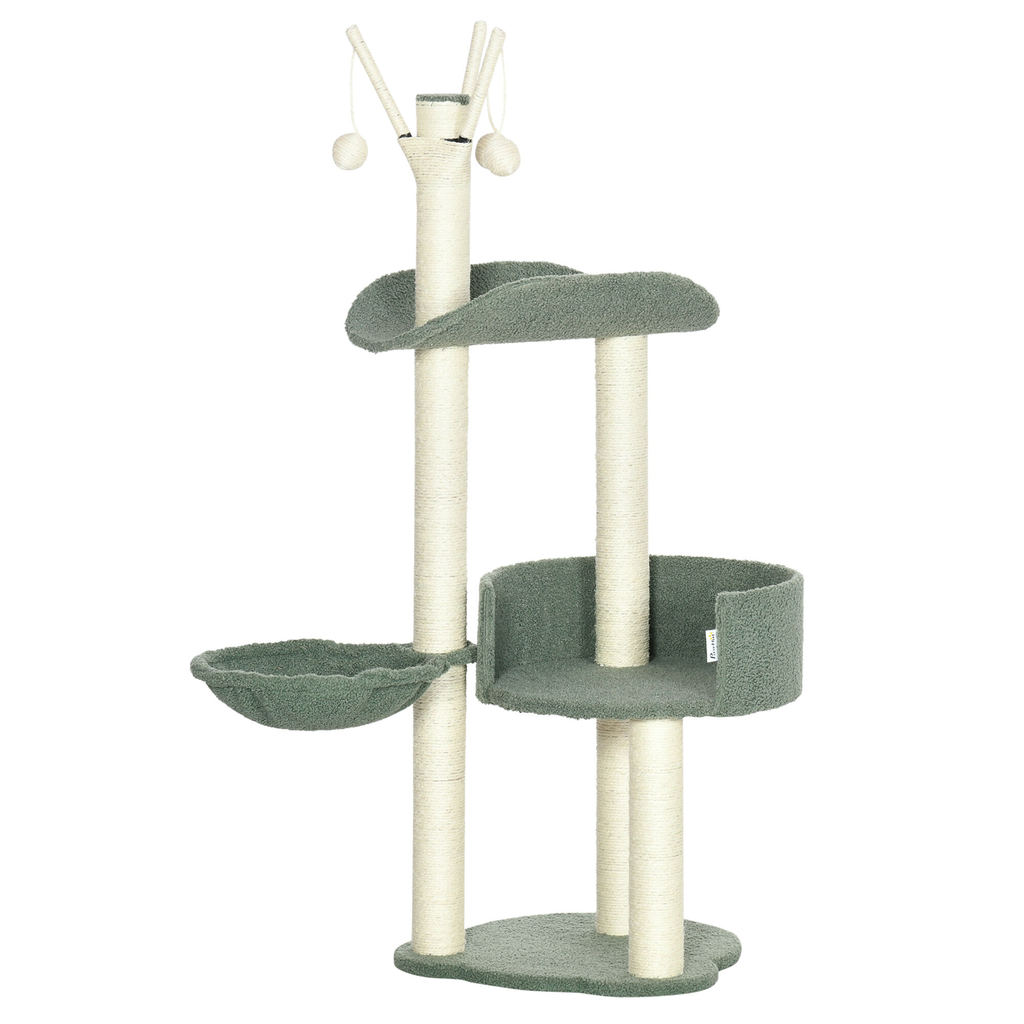 PawHut &Aacute;rbol Rascador para Gatos Torre para Gatos Verde y Crema, , large Imagen numero 1