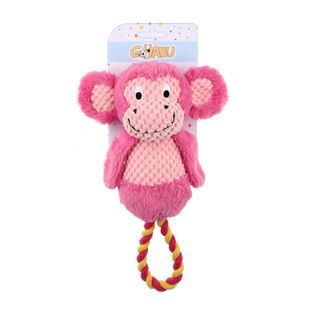 Guabu Mono Rosa de Peluche con Cuerda para perros