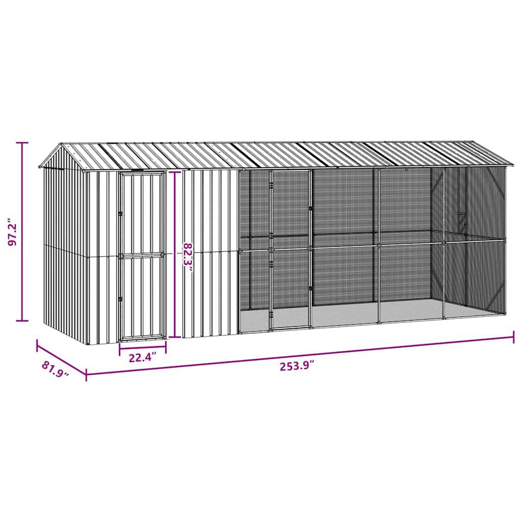 vidaXL Jaula para Aves Antracita 430 x 208 x 247 cm Acero galvanizado thumbnail