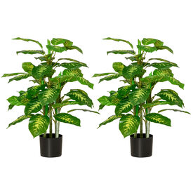 HOMCOM Plantas artificiales verde para hogar