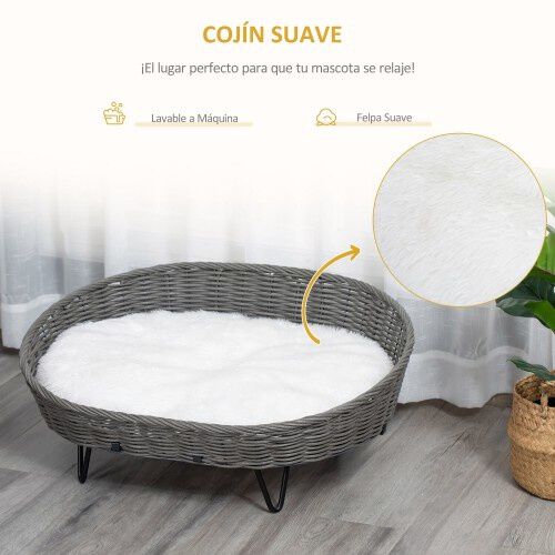 PawHut cama de mimbre para mascotas, , large Imagen numero 4