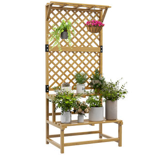 Outsunny Estantería Para Plantas De Madera Natural 