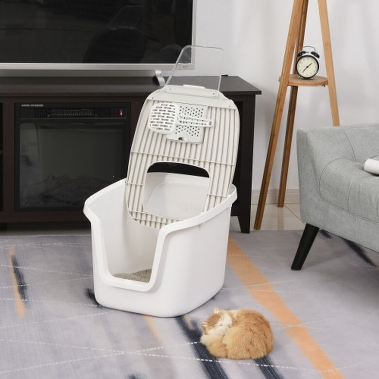 Arenero para gatos PawHut con doble puerta color Blanco, , large image number null