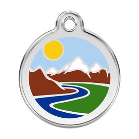 Red Dingo Placa identificativa Acero Inoxidable Esmalte Montañas Azul Claro para perros