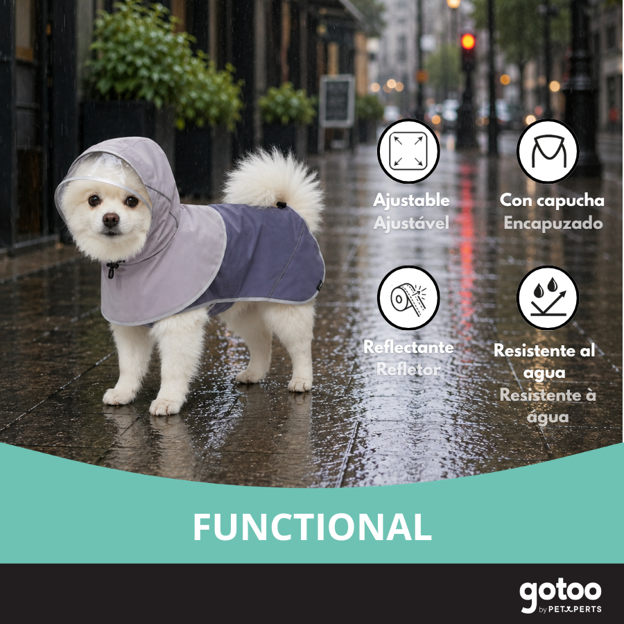 Gotoo Impermeable Gris con Capucha para perros, , large Imagen numero 6
