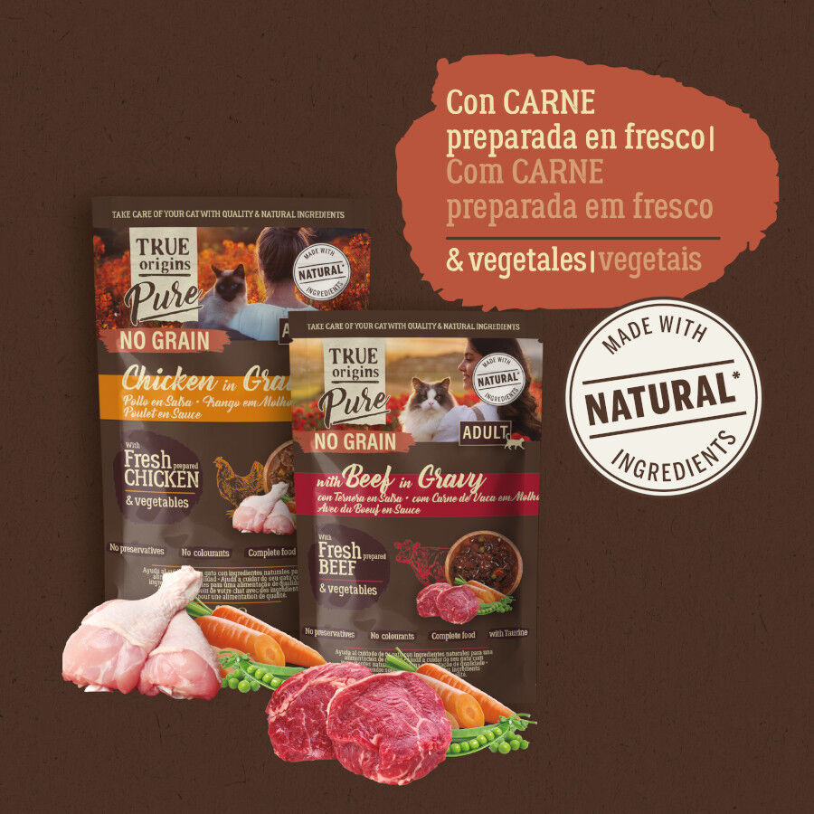 4 sobres x 85 g True Origins Pure Carne en Salsa Sobres para gatos - Multipack, , large Imagen numero 3