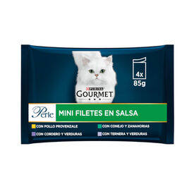 Gourmet Perle Filetes de Carne con Verduras en salsa sobre para gatos