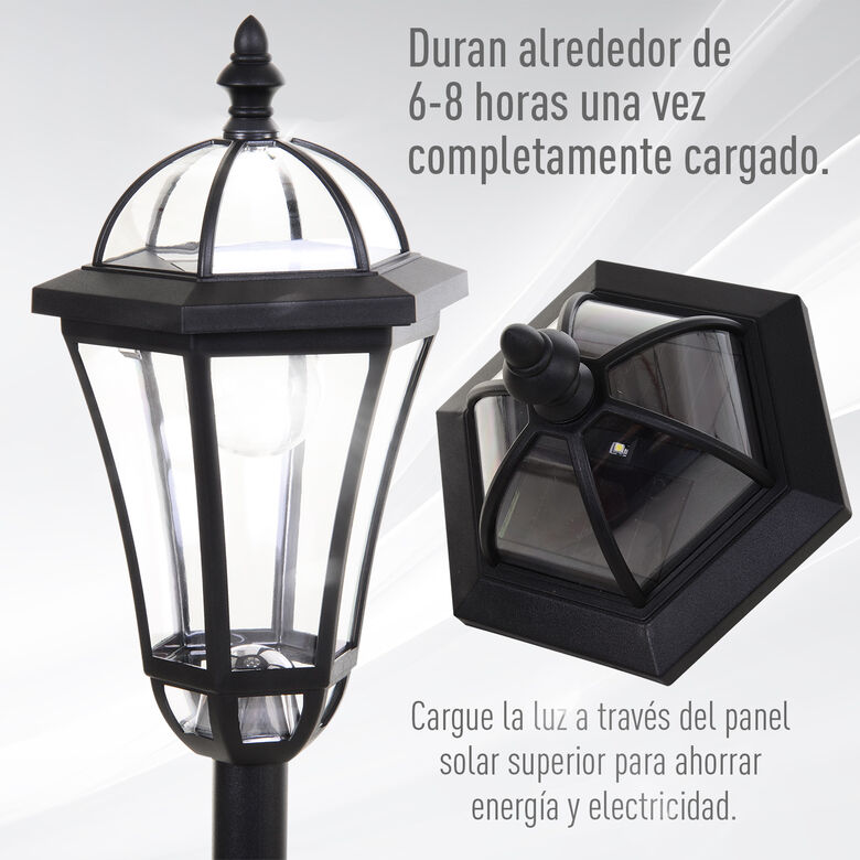 Outsunny 2 Farolas Solares negras impermeable IP44 para jardín thumbnail