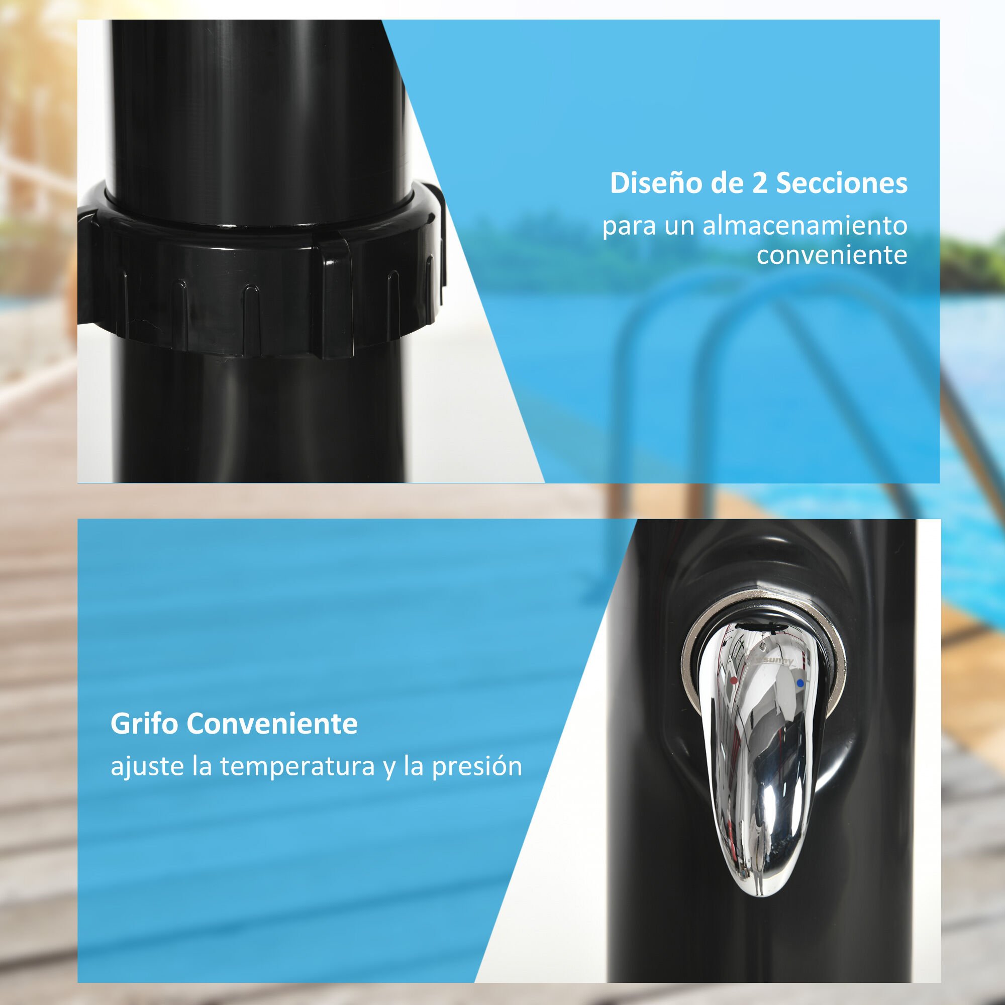 Outsunny Ducha Solar De Jardín Negro thumbnail