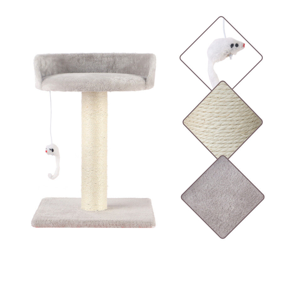 Leeby Tigrou rascador con cama y juguete gris para gatos, , large Imagen numero 6