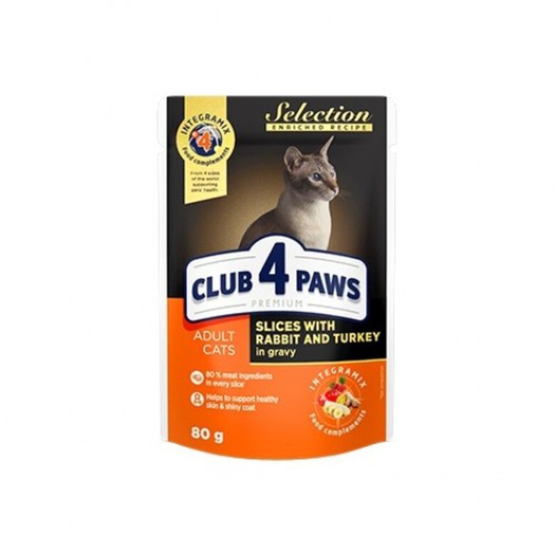 Club 4 Paws Pienso húmedo para gatos Conejo y Pavo en salsa, , large image number null