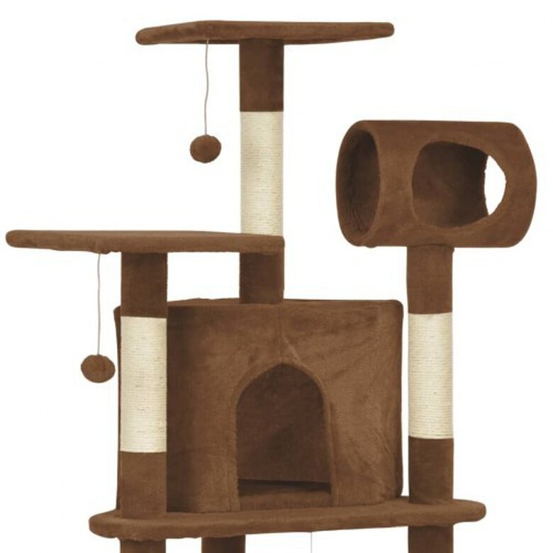 Rascador con postes recubiertos de sisal para gatos color Marrón, , large image number null