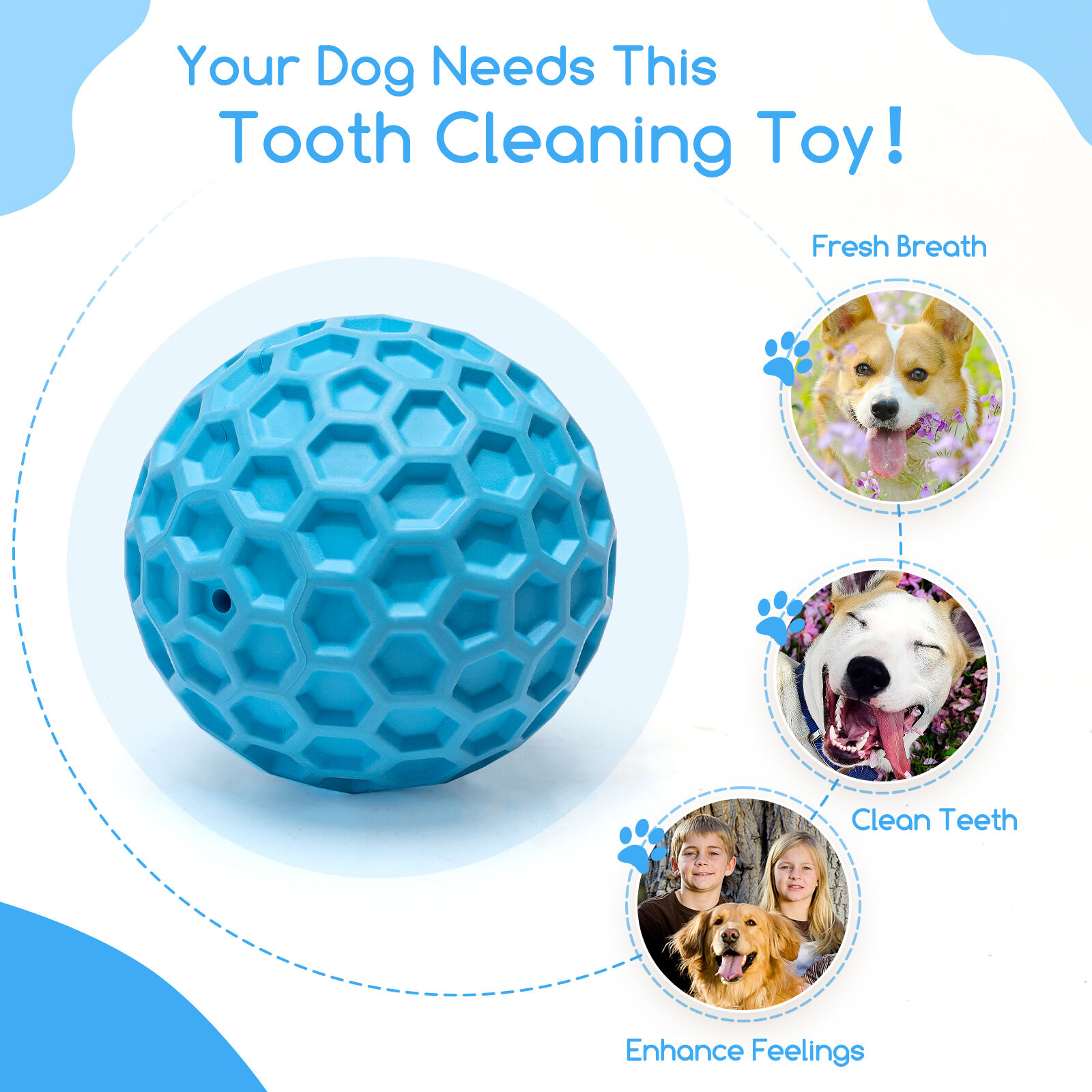 Nobleza Pelota Perros con Sonido,  Pelota de Juguete para Perros Interactivo, Indestructible Squeak Juguetes para Perro, Pelota Fun para Masticar Jugar Entrenamiento, Bolas de Caucho Natural, &Oslash; 5.5cm, , large Imagen numero 4