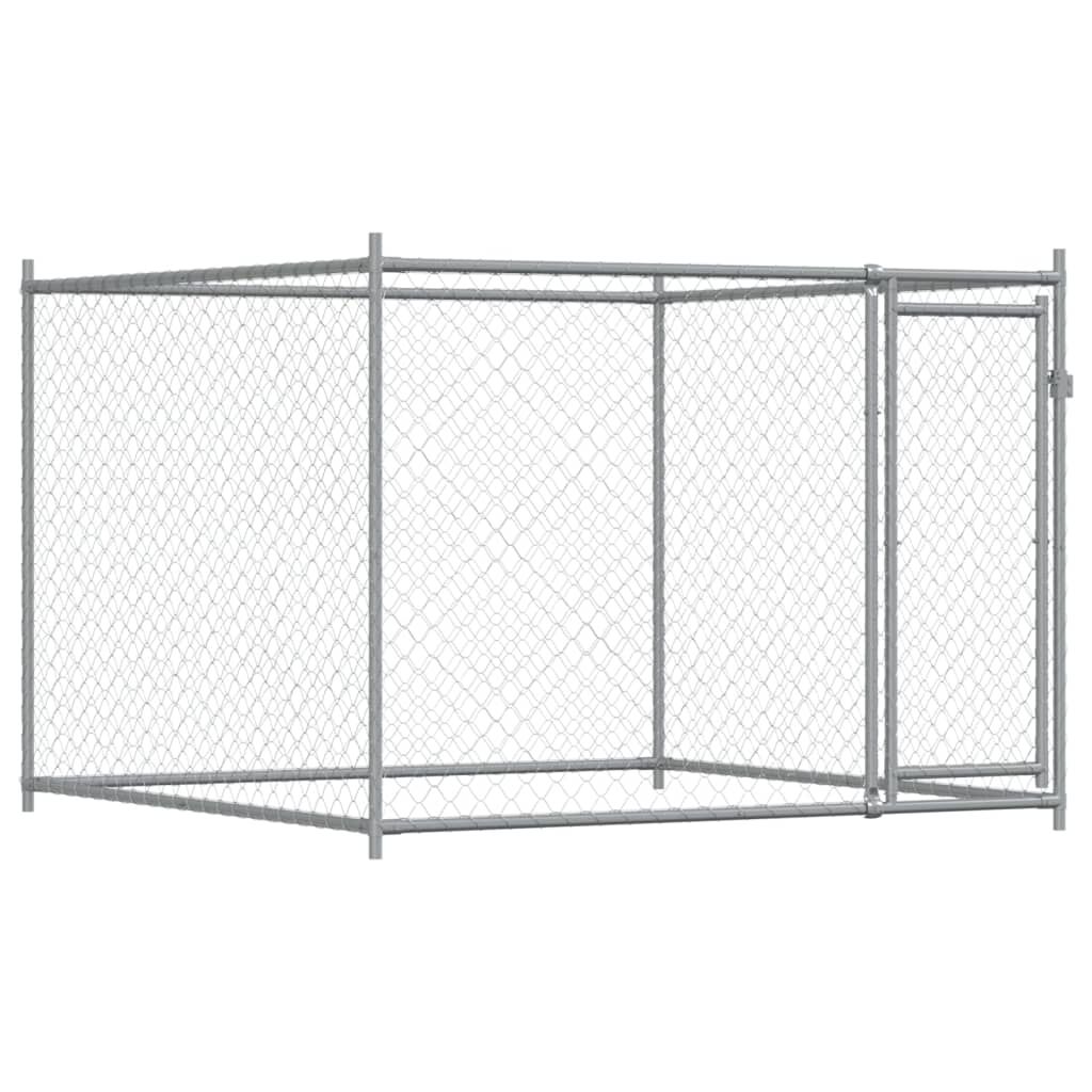 vidaXL Jaula de perros con puerta acero galvanizado gris 10x2x1,5 m, , large Imagen numero 9