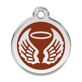 Red Dingo Placa identificativa Acero Inoxidable Esmalte Alas Angel Marron para perros