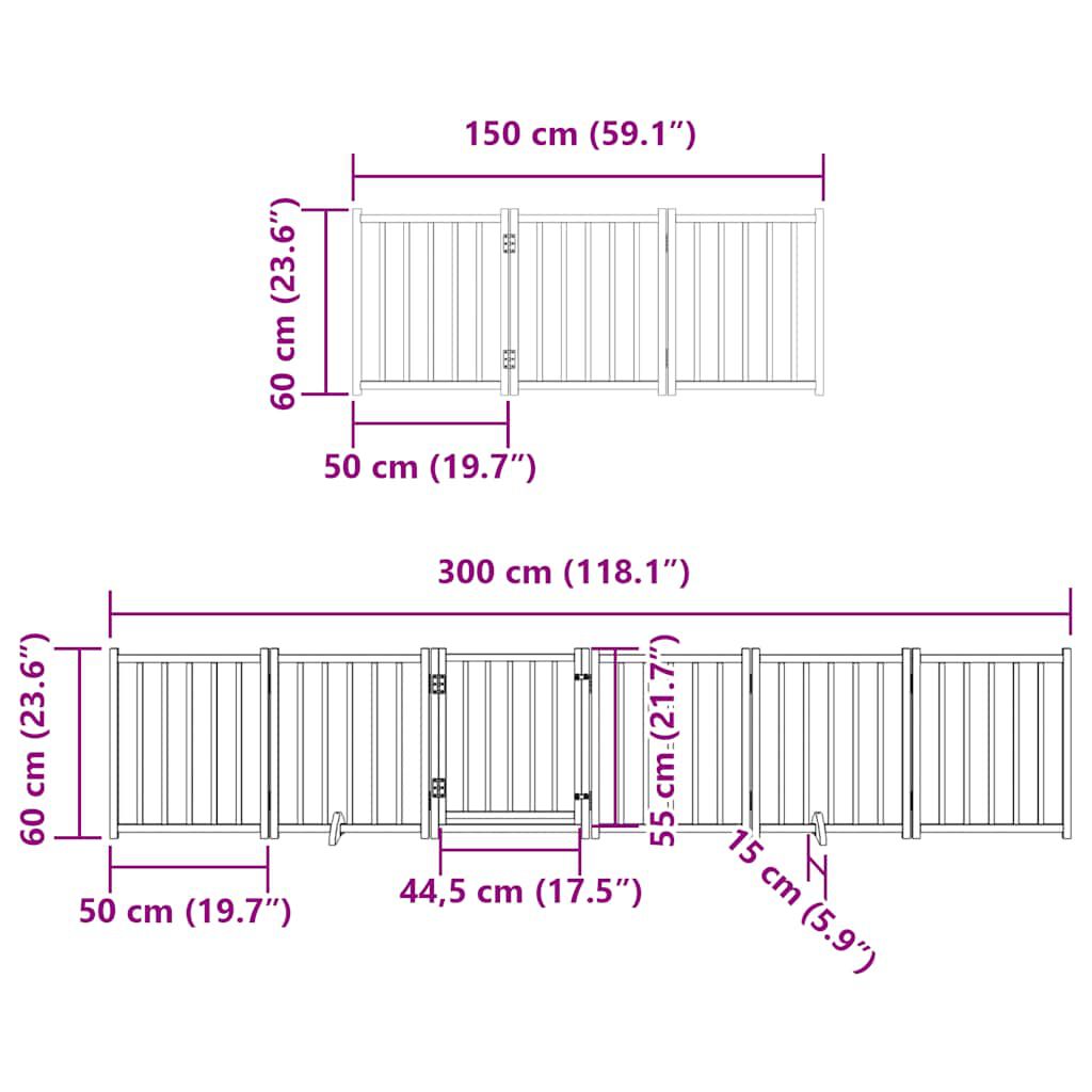 vidaXL Puerta para Perros Plegable Paneles Puerta de Seguridad Madera de &Aacute;lamo, , large Imagen numero 4