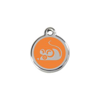 Red Dingo Placa identificativa Acero Inoxidable Esmalte Ratón Naranja para gatos