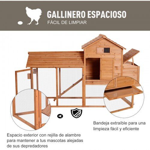 Gallinero integrado Run PawHut color Madera, , large Imagen numero 3