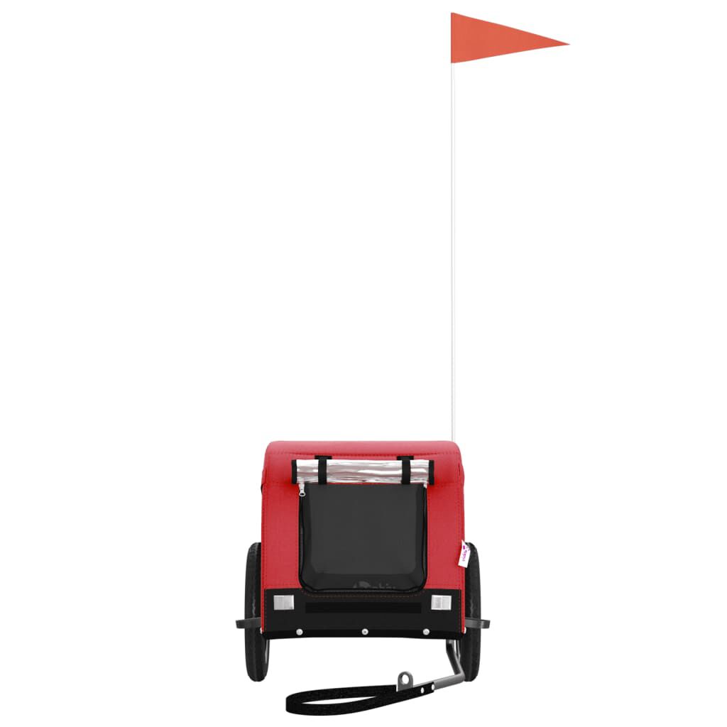 vidaXL Remolque de bicicleta para perros hierro tela Oxford rojo negro, , large Imagen numero 10
